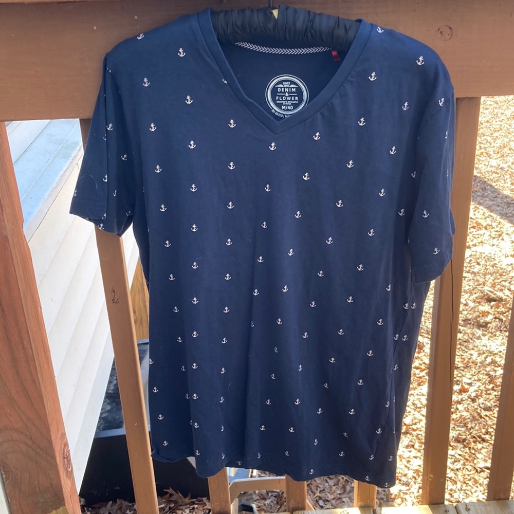 Denim & Flower blue cotton anchor shirt